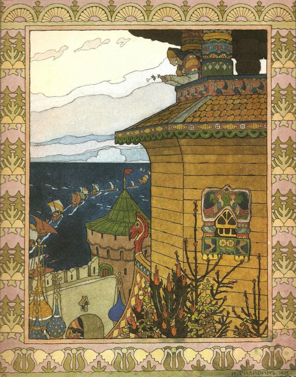 Illustration to the fairytale The White Duck a Ivan Jakovlevich Bilibin