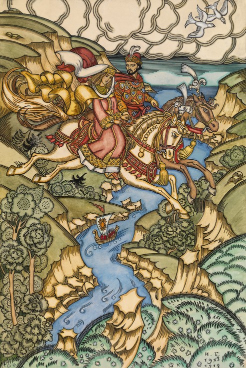Illustration for the Fairy tale Marya Morevna a Ivan Jakovlevich Bilibin