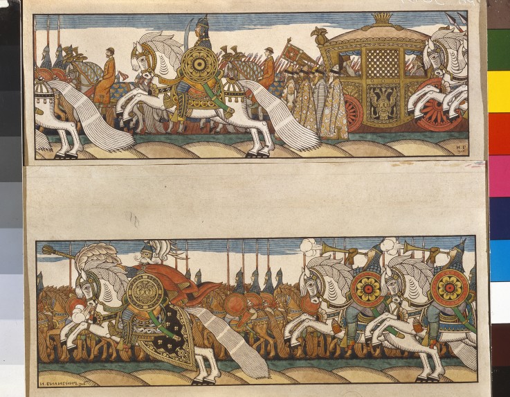 Army of Tsar Dadon. Illustration to the fairytale The Golden Cockerel by A. Pushkin a Ivan Jakovlevich Bilibin