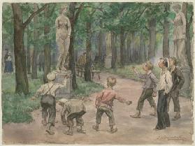 Sportwettbewerb im kaiserlichen Garten: Petrograd, Juli 1921 (Aus der Aquarellserie Russische Revolu