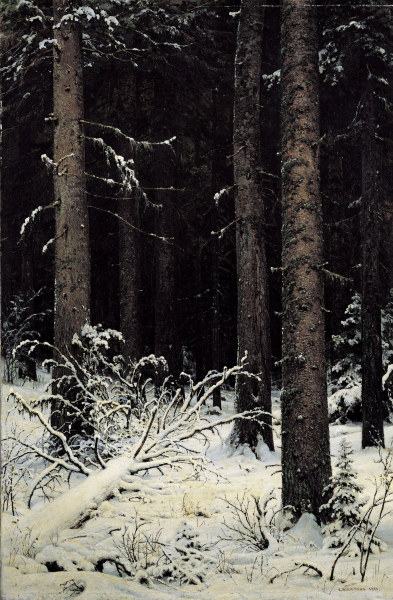 Shishkin / Fir trees in Winter, Painting a Iwan Iwanowitsch Schischkin