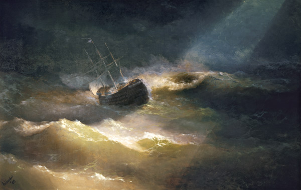 Ship in Storm a Iwan Konstantinowitsch Aiwasowski