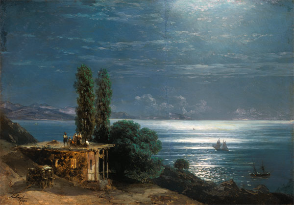 Evening landscape's villa inspired by the sea. a Iwan Konstantinowitsch Aiwasowski