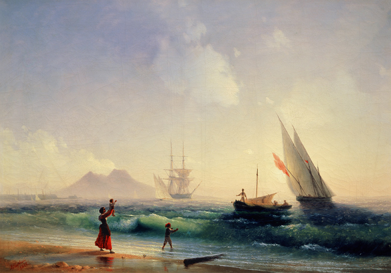 Fishermen welcome on the shore of the Bay of Naples a Iwan Konstantinowitsch Aiwasowski