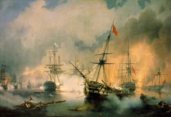 Sea battle of Navarino a Iwan Konstantinowitsch Aiwasowski