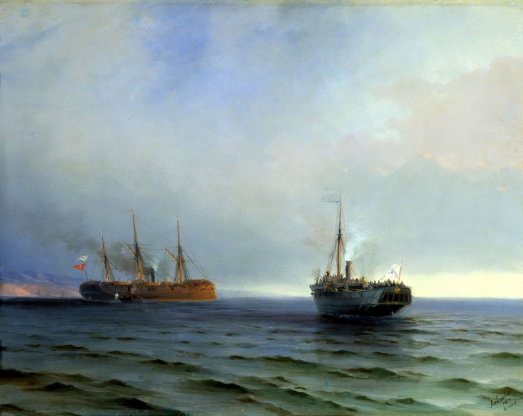 Capture of the Turkish military transport "Messina" by the steamer "Russia" on the Black Sea on the  a Iwan Konstantinowitsch Aiwasowski
