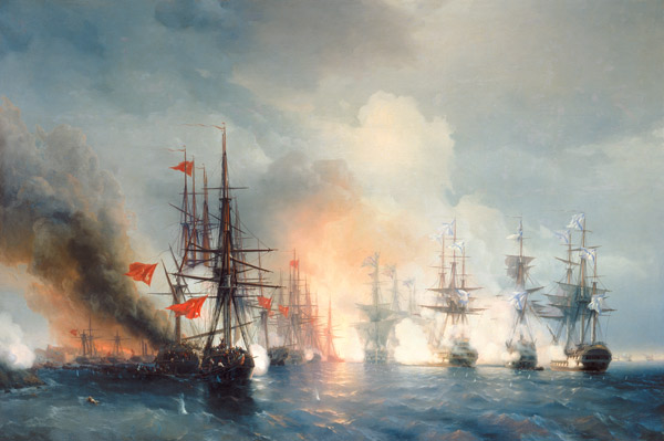 Russian-Turkish Sea Battle of Sinop on 18th November 1853 a Iwan Konstantinowitsch Aiwasowski