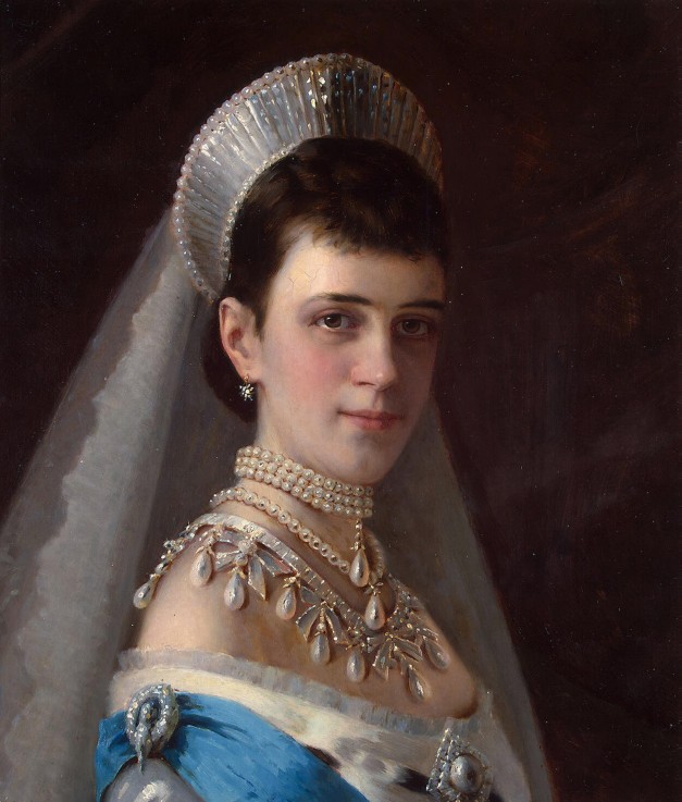 Portrait of Empress Maria Feodorovna, Princess Dagmar of Denmark (1847-1928) with Pearls a Iwan Nikolajewitsch Kramskoi