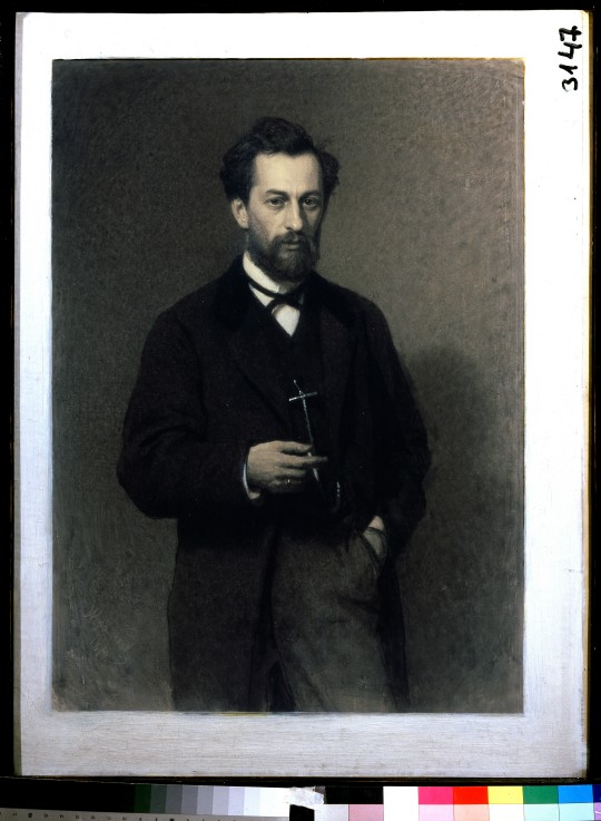 Portrait of the artist Mikhail K. Clodt (1832-1902) a Iwan Nikolajewitsch Kramskoi