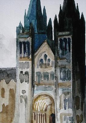 Main Entrance of The Natural History Museum, London, Rainy Evening, 1994 (w/c on paper) 