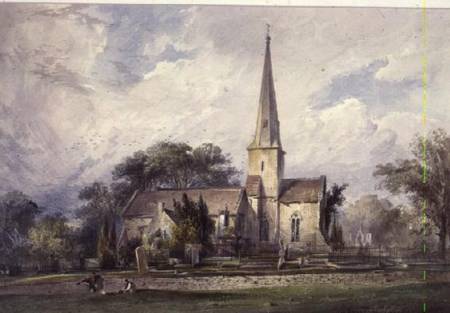 View from the South-east of a Church and a Churchyard a J. Colson