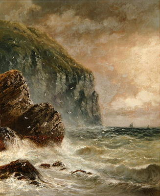 Seascape with Cliff, 1889 (oil on canvas) a J. H. Blunt