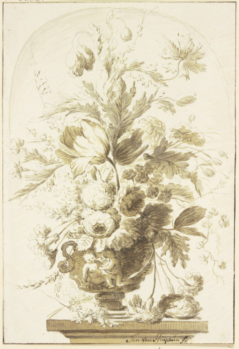 Bouquet in einer Vase in einer Nische stehend a J. H. van Loon