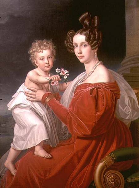 Archduchess Sophia of Austria (1805-72) with her two year old son Franz Joseph (1830-1916) (later Em a J. K. Stiegler