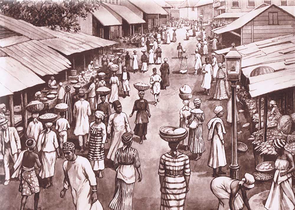 Freetown, from MacMillan school posters, c.1950-60s a J. Macfarlane