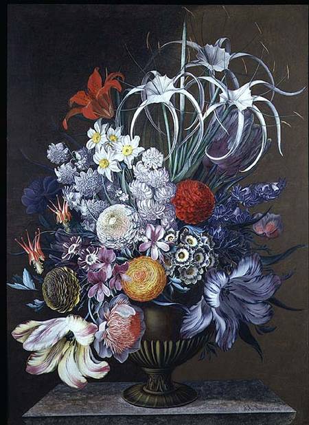 Still life of flowers (one of a pair) a J.A. Simson