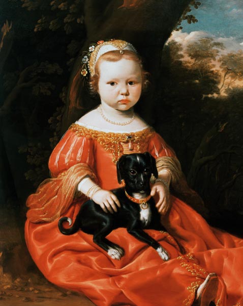 Portrait of a Girl with a Dog a Jacob Cuyp