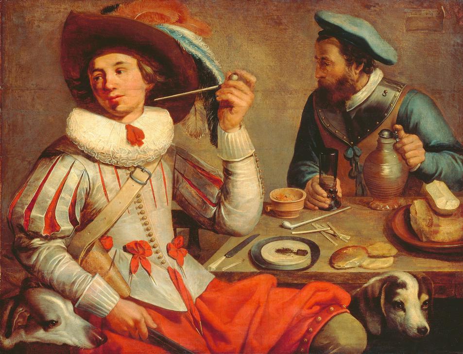Two soldiers at a table a Jacob Cuyp