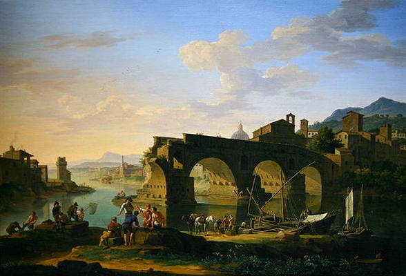 The Ponte Rotto in Rome (oil on canvas) a Jacob de Heusch