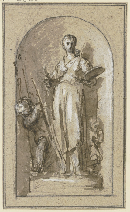 Die Malerei mit zwei Genien in einer Nische a Jacob de Wit