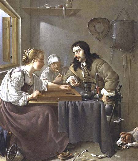 A Couple Playing Backgammon (panel) a Jacob Duck