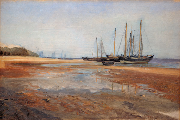 Cargo Ships on the Sands of the Elbe a Jacob Gensler