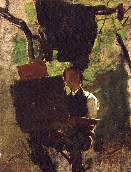 Artist at work (oil on paper) a Jacob Henricus or Hendricus Maris
