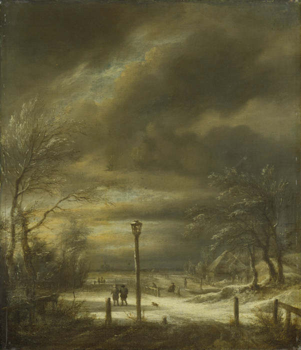 Winter Landscape near Haarlem with a Lamppost a Jacob Isaacksz. van Ruisdael