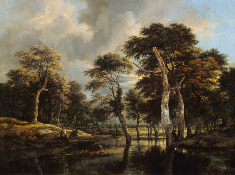 The hunting. a Jacob Isaacksz van Ruisdael