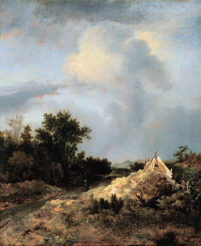 Dune landscape with plank fence a Jacob Isaacksz van Ruisdael