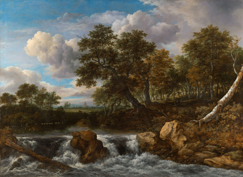 Landscape with Waterfall a Jacob Isaacksz van Ruisdael