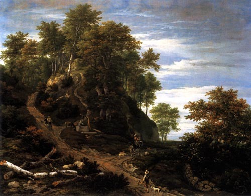 Hilly landscape a Jacob Isaacksz van Ruisdael