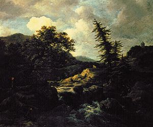Mountain landscape with torrent. a Jacob Isaacksz van Ruisdael