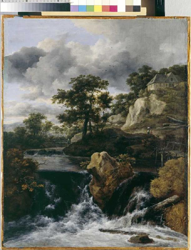 Hügellandschaft mit Wasserfall a Jacob Isaacksz van Ruisdael