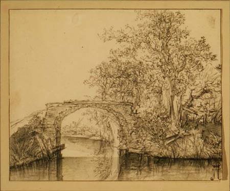 Landscape with a Stone Bridge a Jacob Isaacksz van Ruisdael
