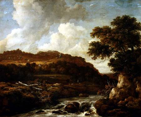 Mountainous Wooded Landscape with a Torrent a Jacob Isaacksz van Ruisdael