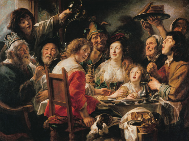 The King Drinks, or Family Meal on the Feast of Epiphany a Jacob Jordaens