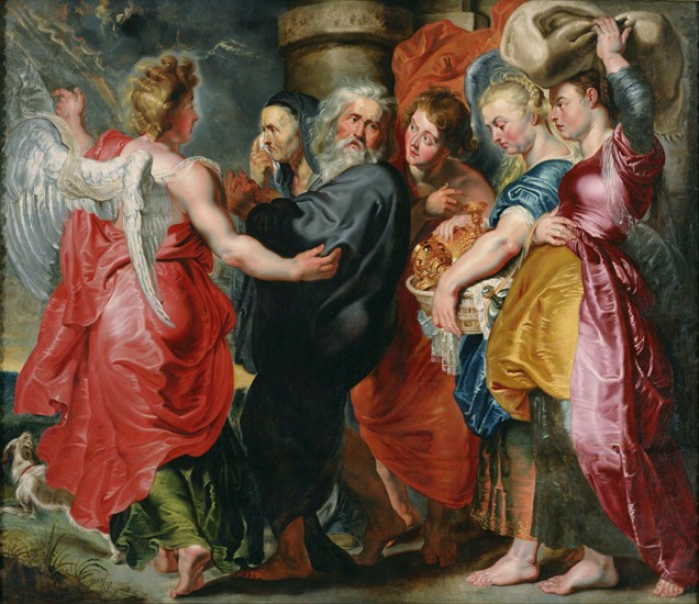 The Flight of Lot and His Family from Sodom (after Rubens) a Jacob Jordaens