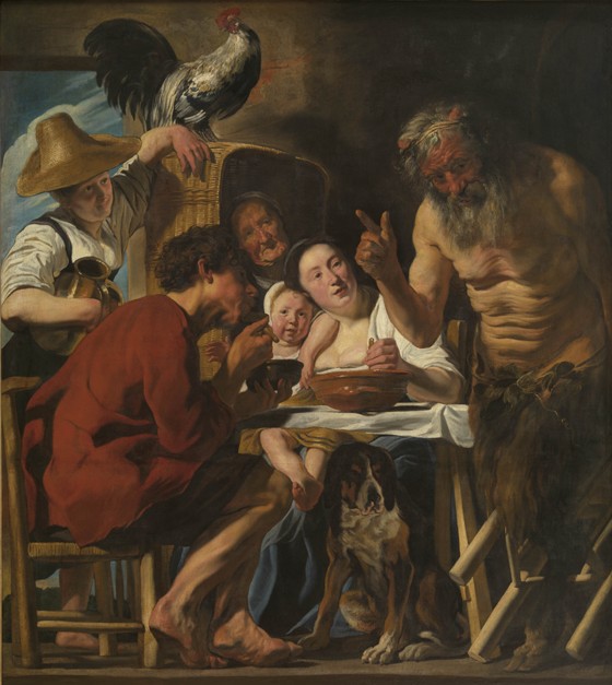 Satyr and peasant family a Jacob Jordaens
