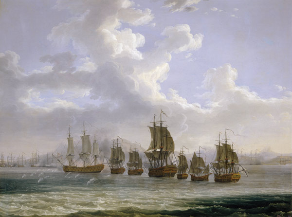 The Russian Fleet on the Hunt for Turkish Ships at the Bay of Egypt a Jacob Philipp Hackert