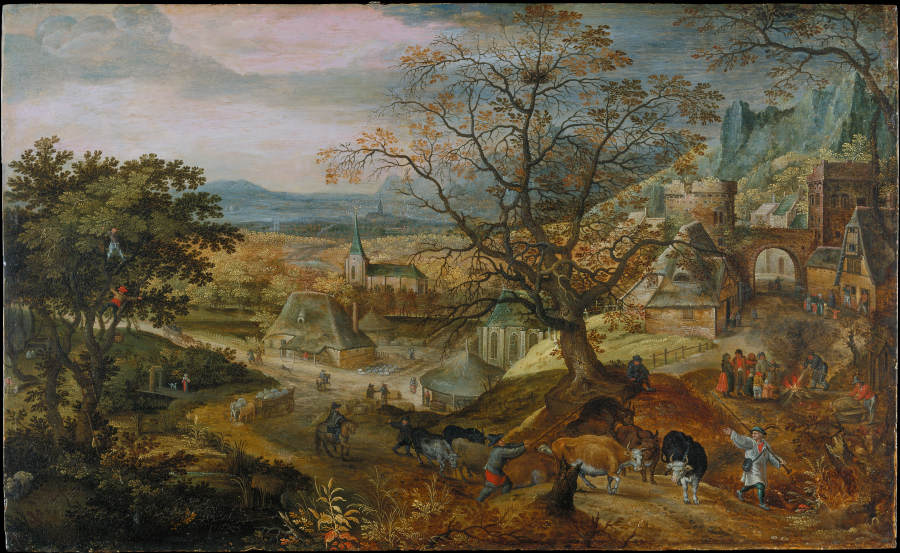 Landscape with Village: "Autumn" a Jacob Savery