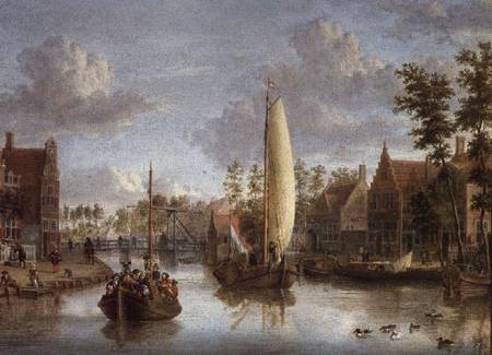 A Canal with barges a Jacob Storck