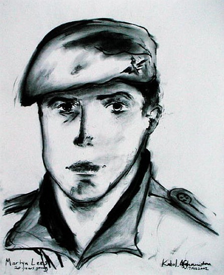 Martyn Lees, Kabul, Afghanistan, 19th February 2002 (charcoal on paper)  a Jacob  Sutton