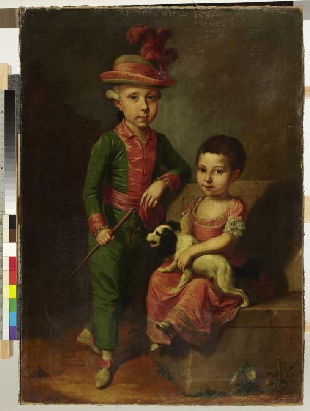 Doppelbildnis des Johann Georg von Holzhausen (1771-1846) und seiner Schwester Henriette (1773-1834) a Jacob ? Tischbein