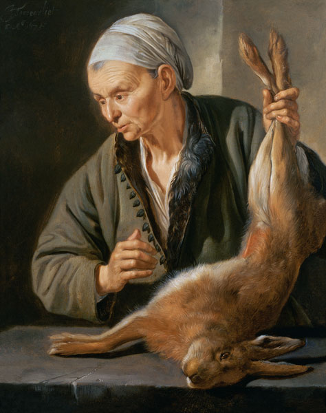 Woman with a dead hare a Jacob Toorenvliet