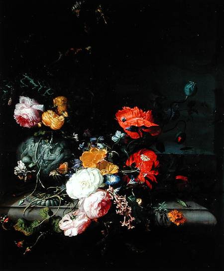 Still Life with Flowers and Insects a Jacob van Walscapelle