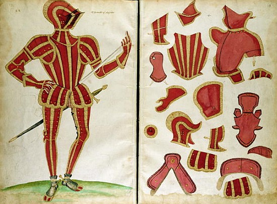 Suit of Armour for the Earl of Leicester from `An Elizabethan Armourer''s Album'' a Jacobe Halder