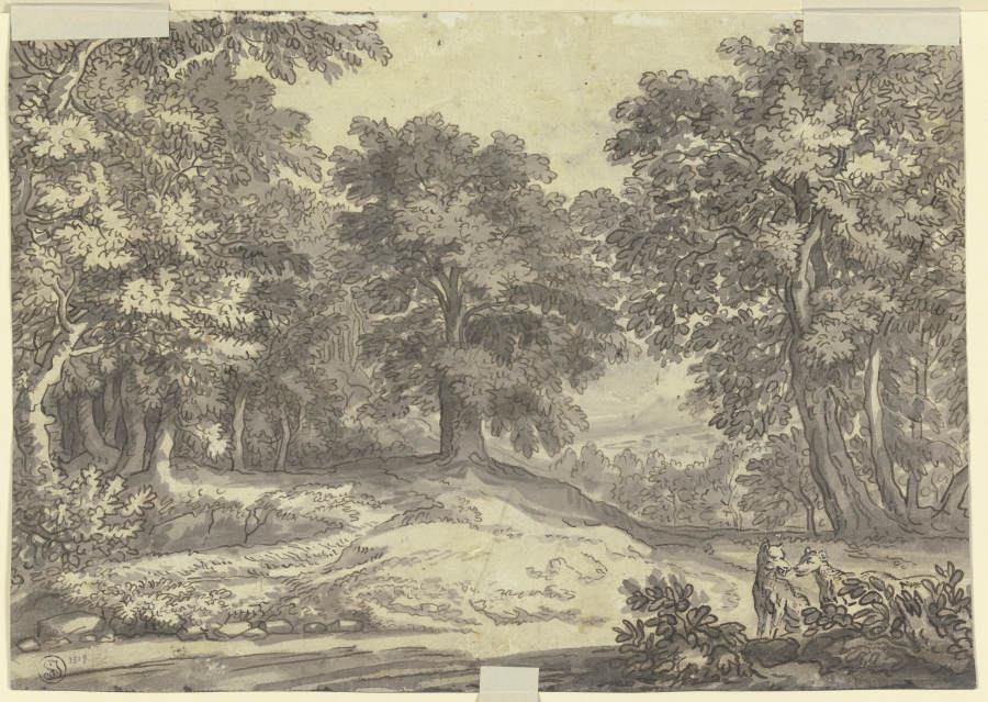 Landschaft mit zwei Hunden a Jacobus van Liender