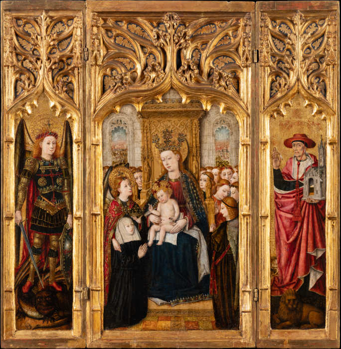 Triptych with Virgin and Child Enthroned a Jacomart Baco