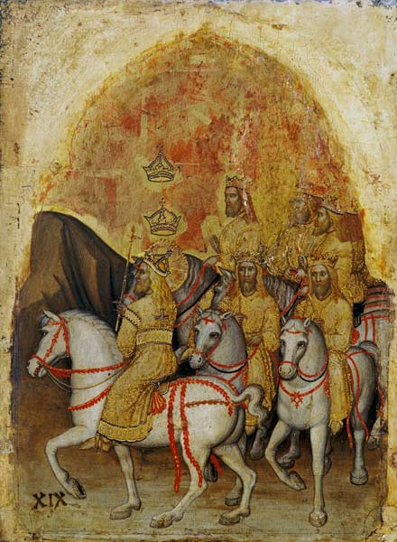Alberegno, Jacopo died 1397. ''Horsemen'' (Apocalypse 19,11-16). From the polyptych of the Apocalyps a Jacopo Alberegno